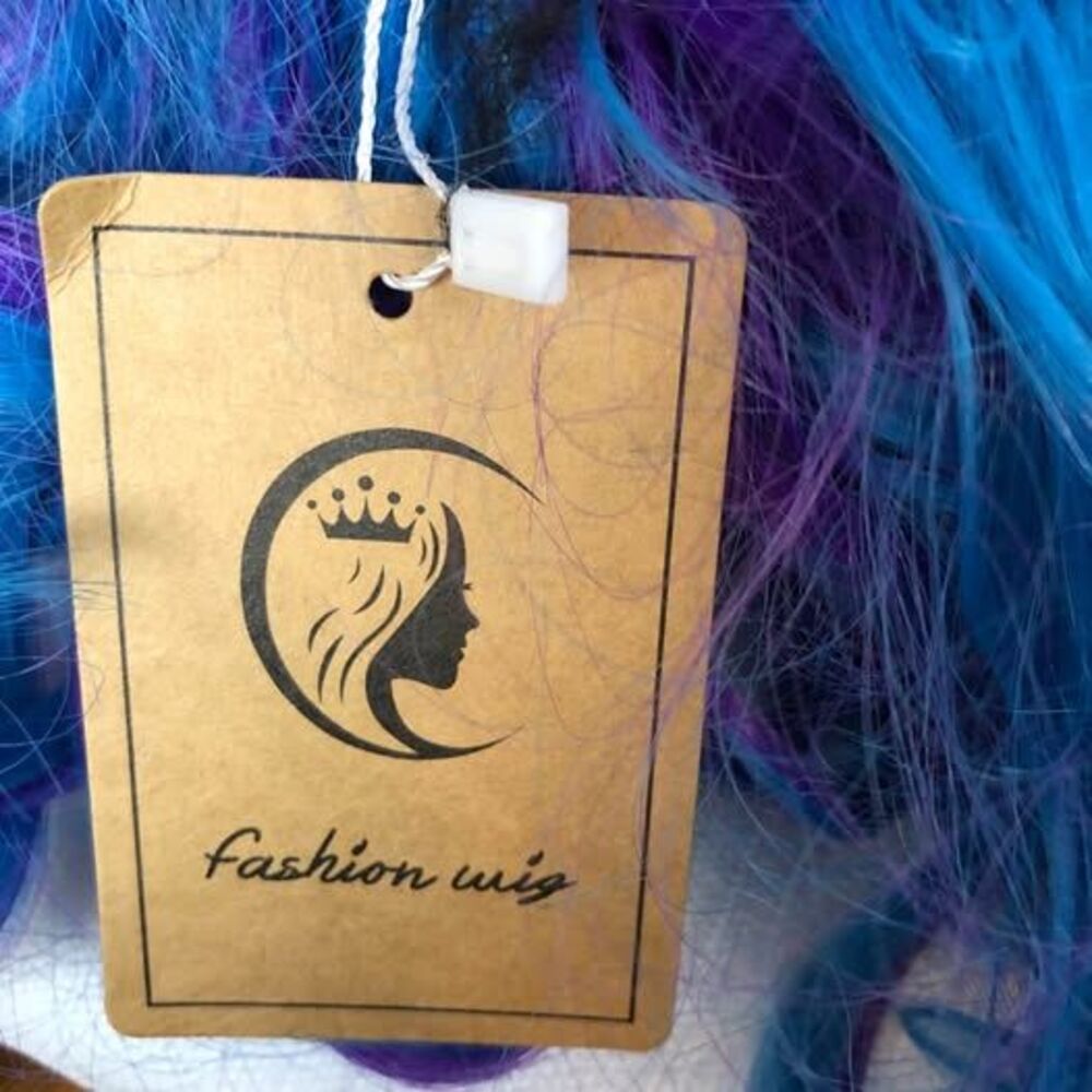 Fashion Wig Blue and Purple Curly Costume Cosplay New Heat Resistant - Picture 8 of 10